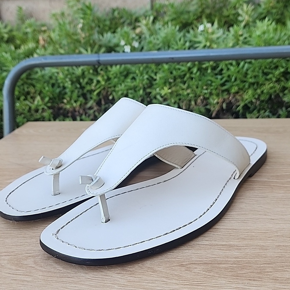 J Crew Cream Leather  Flip Flops Sandals Womens Size 10